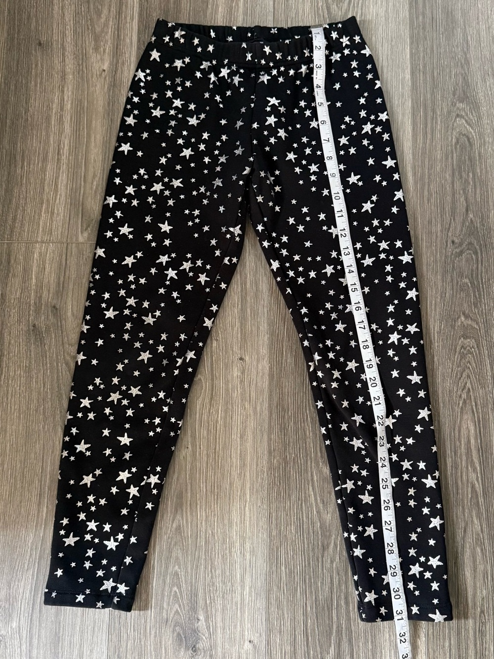 Kids Lands' End Black Leggings with Silver Stars Size Large Girls Whimsy Fairy S